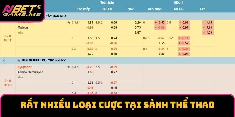 Rất nhiều loại cược tại sảnh thể thao Rất nhiều loại cược tại sảnh thể thao